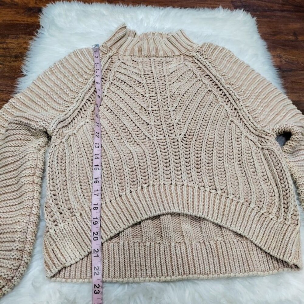 Free People Sweetheart Womens Small Chunky Rib Knit Pullover Sweater Sandcastle - Picture 8 of 10